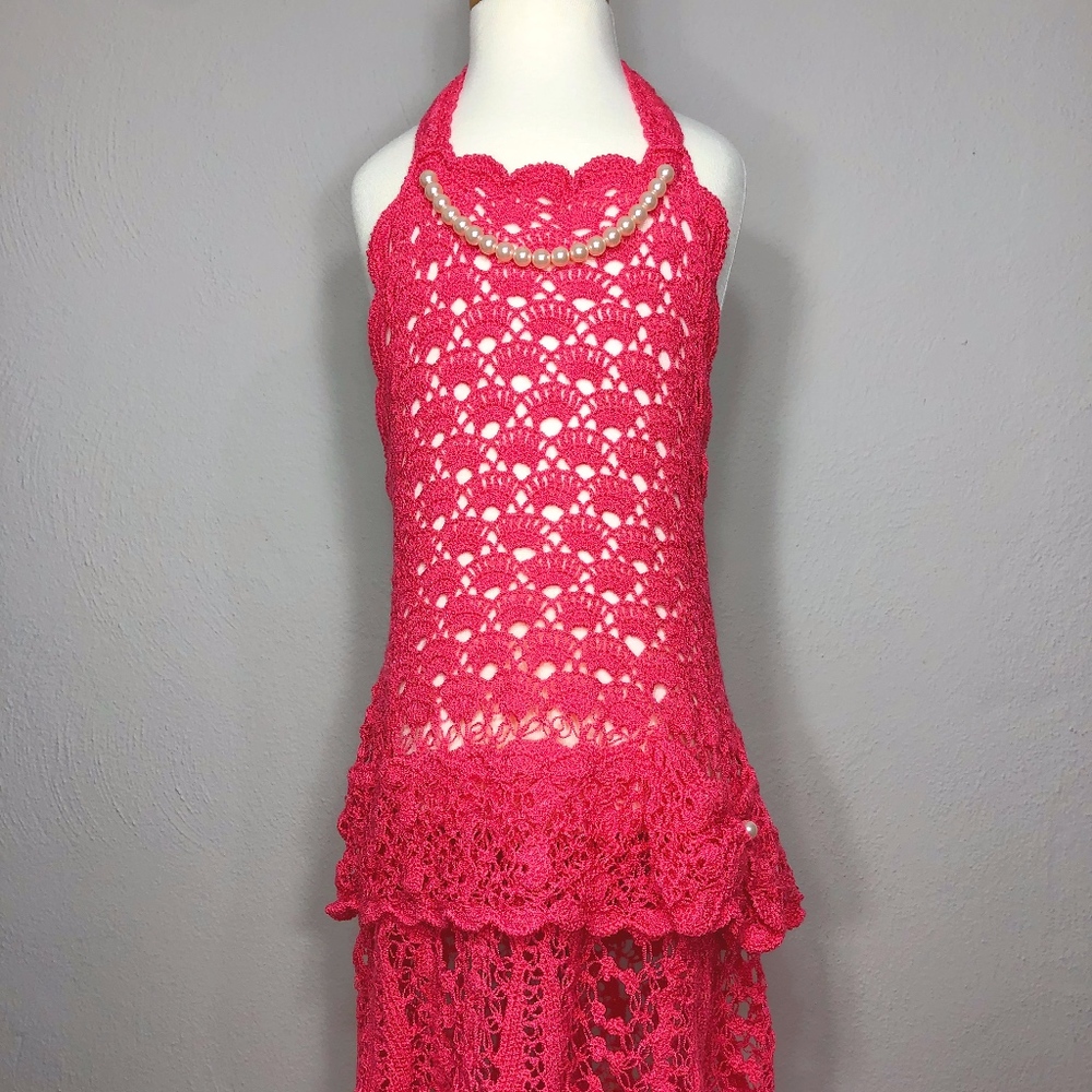 - crochet halter top dress with attached nec…